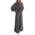 thumbnail image 2 of Women 2 Piece Outfits Fall Sweatsuits Crewneck Sweatshirt Wide Leg Sweatpants Lounge Sets Tracksuit, 2 of 7