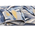 thumbnail image 3 of Lela Collection Blue, Grey, and Ivory Tropical Leaf Polyester Rug 5'2" x 7'5", 3 of 5