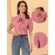 thumbnail image 2 of Blusa a cuadros para mujer de manga corta con cuello de lazo y lazo rojo XL, 2 of 6