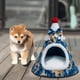 thumbnail image 3 of Bonita cama para perros y gatos, almohadilla para dormir, hábitat de felpa, caseta, caseta, acogedora cama cueva. Azul S, 3 of 7