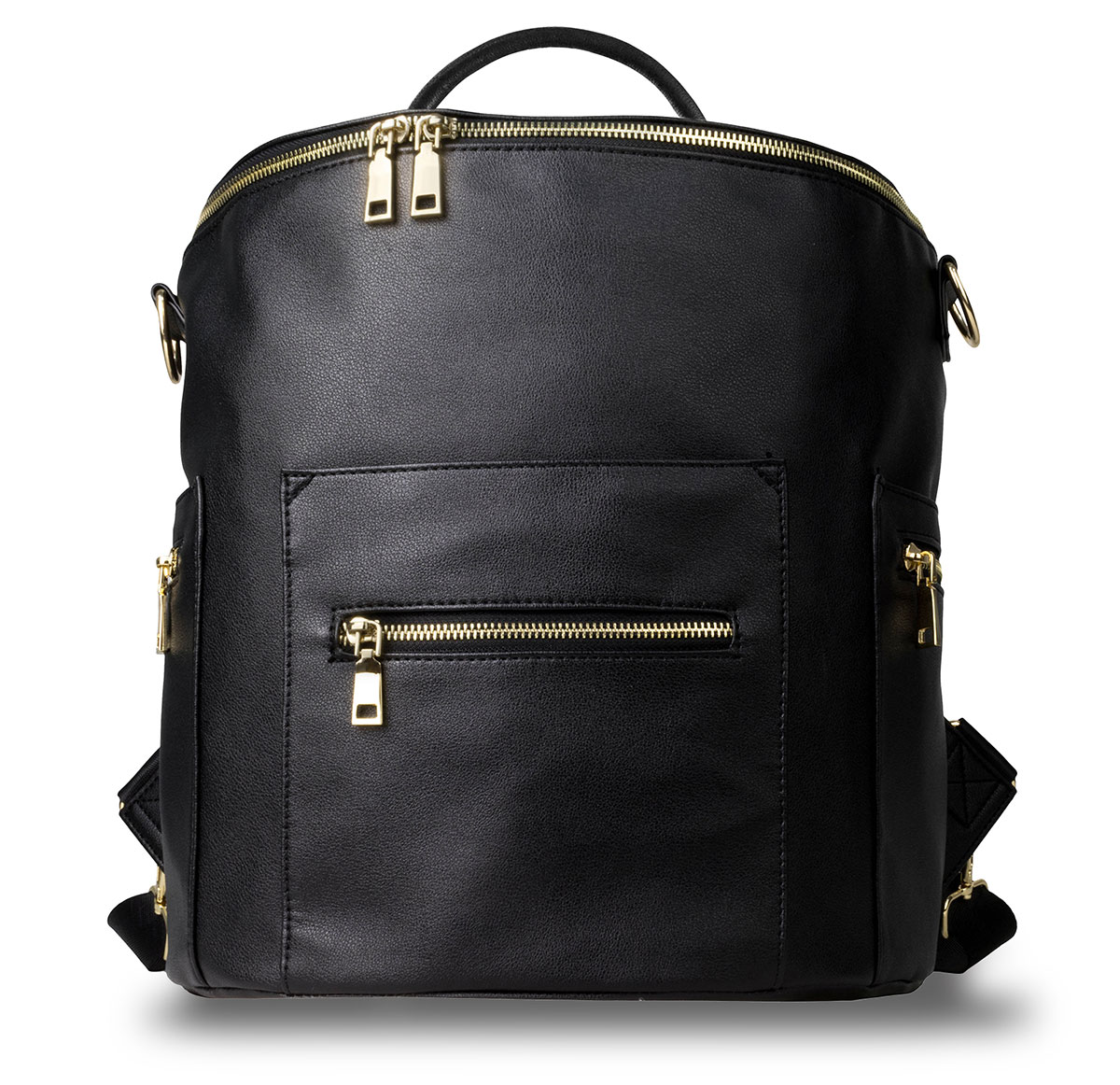 black leather diaper bag