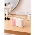 thumbnail image 2 of 2 pack Holder Dispenser for Cotton Ball Swab, Cotton Round Pads, Floss,3 Compartment Plastic Apothecary Jars,Bathroom Organization and Storage,Vanity Organizers and Storage,Clear （oniy box）, 2 of 5