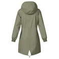 thumbnail image 3 of Women's Outdoor Rain Jacket with Hood, Plus Size Waterproof Windbreaker Trench Coat with Pockets Green S, 3 of 7