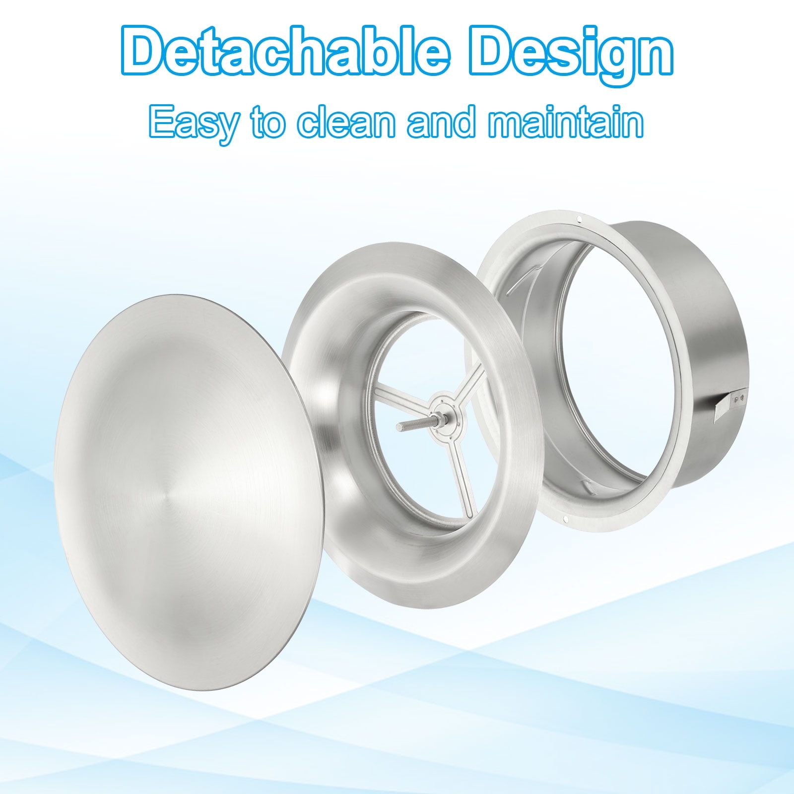 Uxcell Round Ceiling Diffuser, 304 Stainless Steel Adjustable Wall Air Vent Diffuser Vent Duct Cover Exhaust Supply, 4 Inch