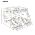 thumbnail image 3 of White Full Over Double Twin Triple Bunk Beds with Drawers, 3 of 10