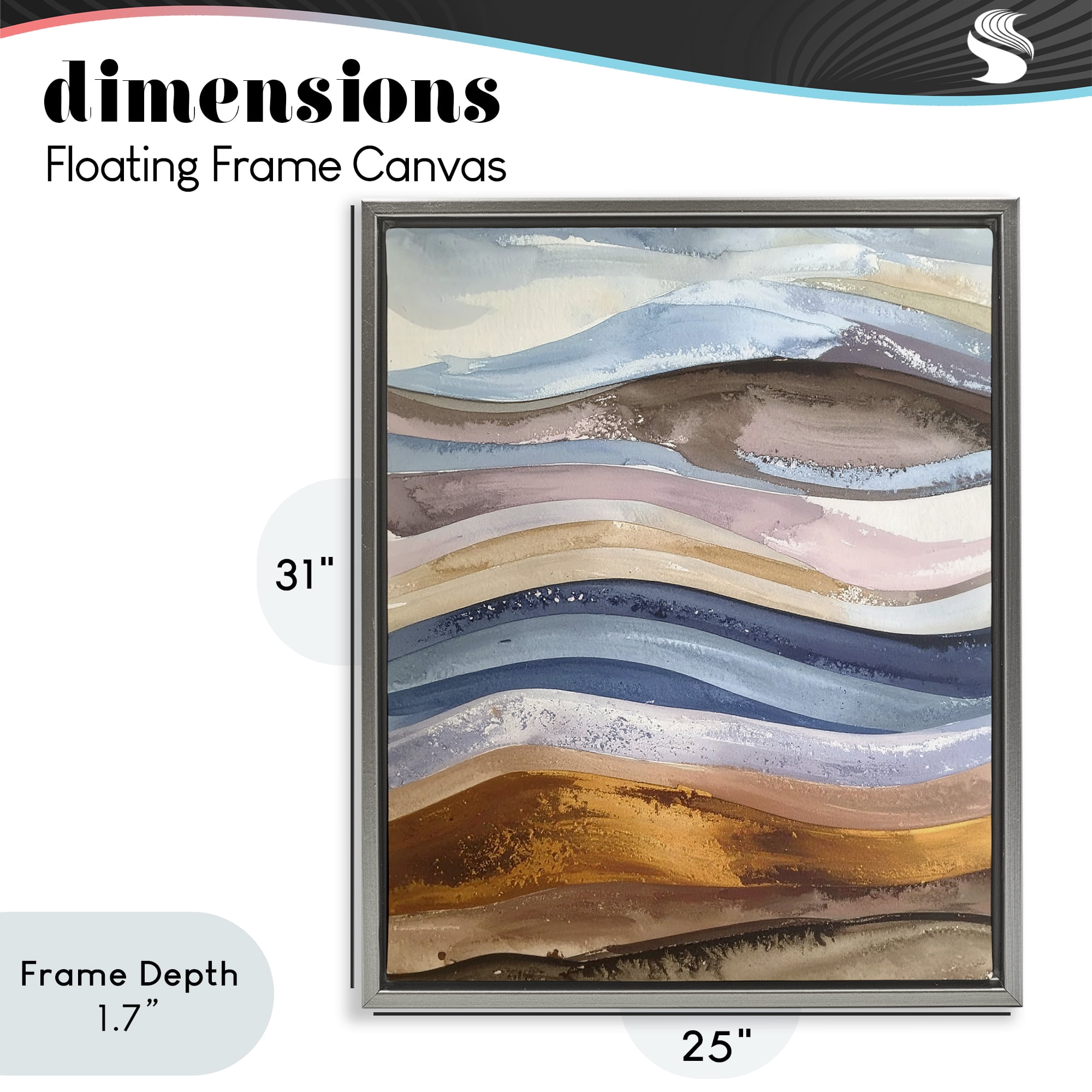 Stupell Industries Ocean Flow Layers Gray Framed Floater Canvas Wall Art, design by Alonza Saunders