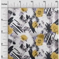 thumbnail image 1 of oneOone Velvet Yellow Fabric Geometric & Rose Floral Sewing Material Print Fabric By The Yard 58 Inch Wide, 1 of 5