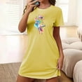 thumbnail image 2 of Mrat Womens Sleepwear Plus Size Nightgowns for Women Oversized Sleep Tshirts Dress Short Sleeves Sleepwear S-100 Yellow S, 2 of 7