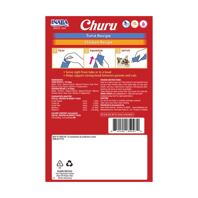 INABA Churu Lickable Wet Cat Treat Holiday Pack, 0.5 oz, 20