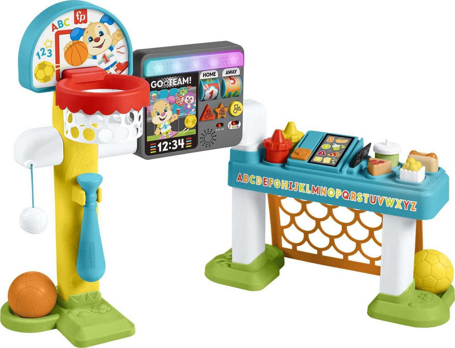 Fisher-Price Rires et Éveil Expérience de jeu 4 en 1, centre de jeux sportifs - Version Anglaise