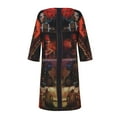 thumbnail image 4 of SMihono Robe d'Été pour Femmes Grande Taille Mode Vintage Africain Imprimé Manches Mi-Longues Col en V Robe Décontractée Mini, 4 of 9