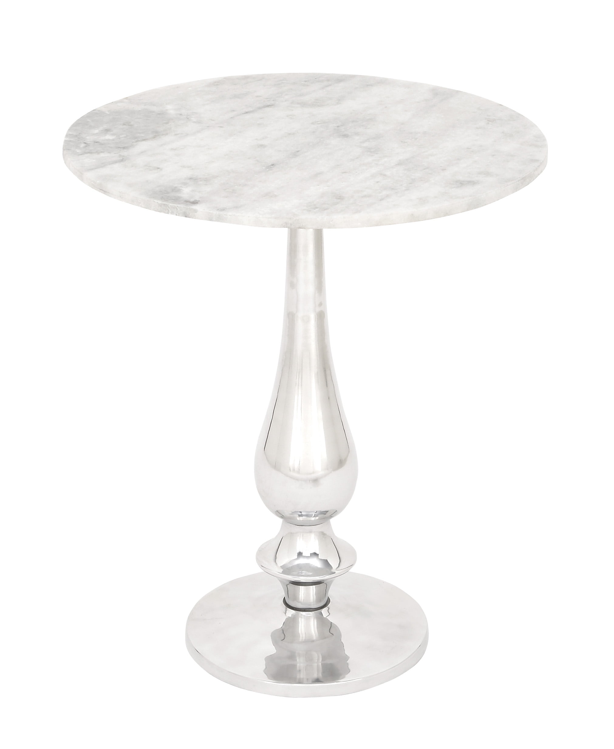 Decmode Traditional 24 X 20 Inch Round Aluminum And Marble Decmode Traditional 24 X 20 Inch Round Aluminum And Marble Accent Table Com
