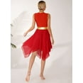 thumbnail image 4 of Oyolan Womens Lyrical Liturgical Praise Dance Dress Gold Color Block Metallic Irregular Worship Red S, 4 of 6