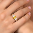 thumbnail image 4 of Gem Stone King 18K Yellow Gold Plated Silver Yellow Citrine and White Moissanite Filigree Style 3 Stone Ring for Women (2.30 Cttw, Oval 8X6MM and 6X4MM, Size 9), 4 of 6