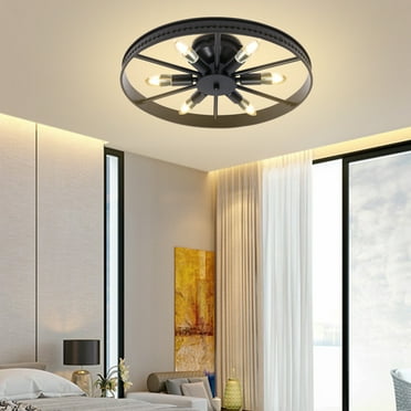 Rustic Industrial Wrought Iron Wheel Farmhouse Ceiling Lamp 6-Light Chandelier