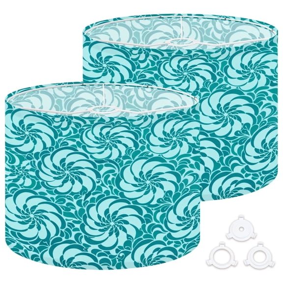 Lamp Shades Set of 2 Easy Assembly creative hand drawn stylized flowers Drum Lampshades for Table Lamps Floor Lamps Pendant Light 13"x13"x10" Replacement Lamp Shade