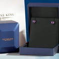 thumbnail image 4 of Gem Stone King 18K Rose Gold Plated Silver Purple Amethyst Stud Earrings for Women | 0.50 Cttw | Gemstone February Birthstone | Round 4MM, 4 of 5