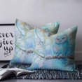 thumbnail image 3 of Teal Blue Owl Throw Pillow Covers, Soft Pillowcases with Invisible Zipper, Modern Flowers Birds on Branch Decorative Square Pillow Cushion Covers for Living Room Couch Sofa Bed 26x26 Inches, 3 of 8