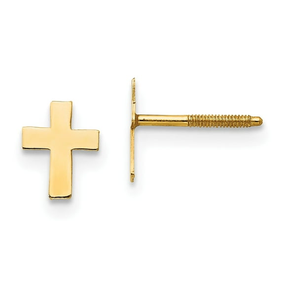 14k Madi K Polished Tiny Cross Screwback Earrings
