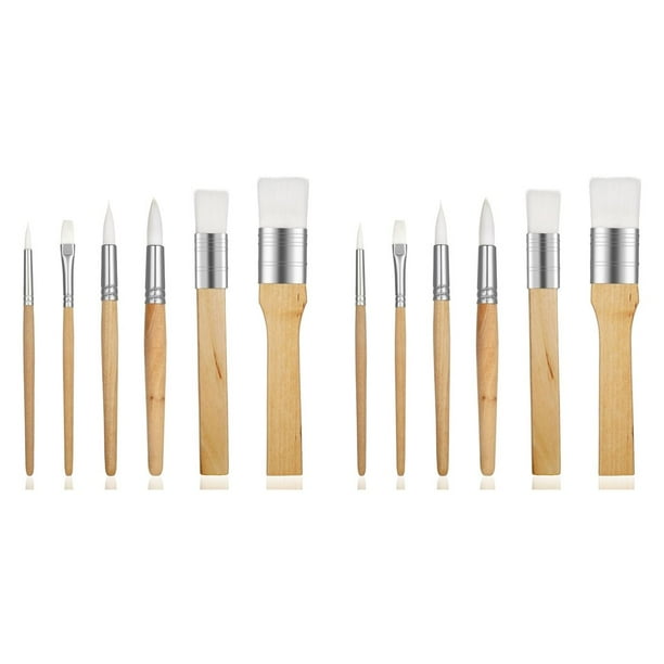 Juego de Pinceles para Pintar, 12 Piezas, Pinceles de Madera para Artistas, Adultos, Niños, Pintura Corporal, Pintura Acrílica, Acuarela