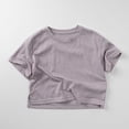 thumbnail image 2 of LIIPEE Girls Boys T-Shirt Solid Color Short Sleeve Round Neck Tshirts Toddler Leisure Party Tee,Grey,3-4 Years, 2 of 6