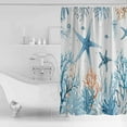 thumbnail image 2 of Shower Curtain Bathroom Set Blue Coral Starfish Jellyfish on White Waterproof Fabric Shower Curtains with Grommets&Hooks Ocean Marine Life Privacy Bath Curtain for Bathtub 48x72in, 2 of 7