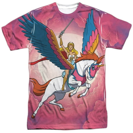 She-Ra Princess of Power Cartoon Flying Unicorn Adult Front Print T-Shirt