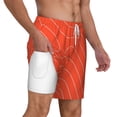 thumbnail image 3 of Picia Salmon Fish Meat pattern Mens Swim Trunks with Compression Liner Stretch Beach Shorts Quick Dry with Zipper Pockets No-Chafing Board Shorts-X-Large, 3 of 9
