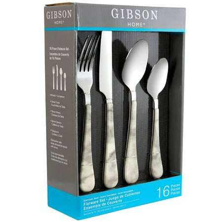 Gibson Marble Fountain 16 Piece Flatware Set, Service for