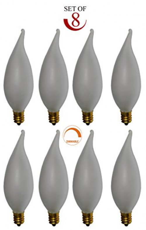 SleekLighting Flame Tip Chandelier Bulb (60W/120V) Pack of 10 (Frosted)