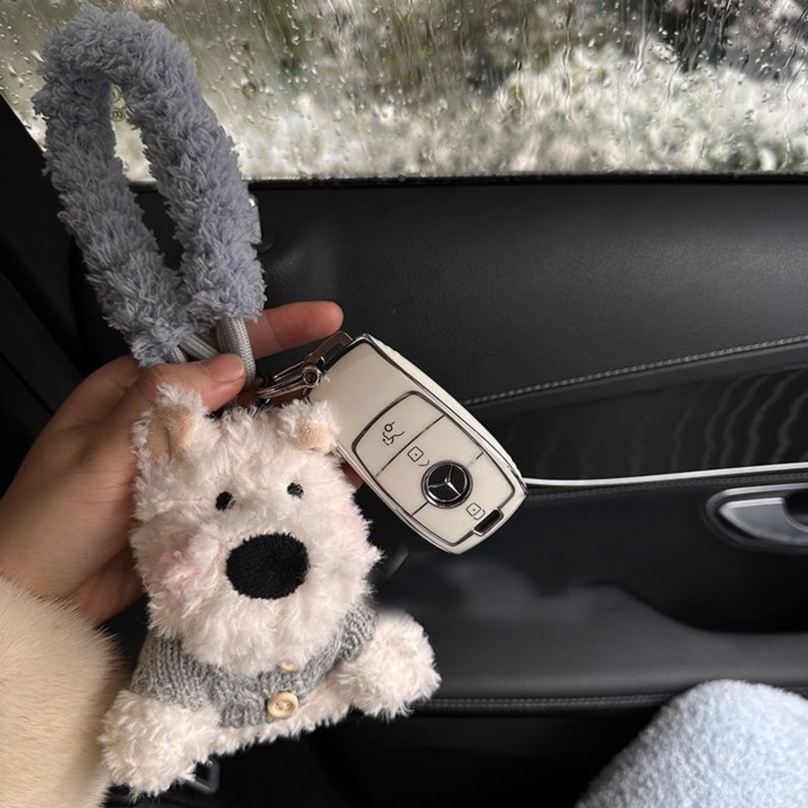 New West Highland Terrier Plush Keychain Cute Bag Charm for Girls Fluffy Car Pendant