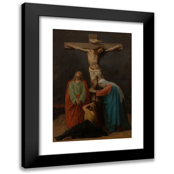 Émile Signol 11x14 Black Modern Framed Museum Art Print Titled - Christ on the Cross, Crucified Jesus (1856)