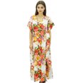 thumbnail image 2 of Bimba Women's Floral Kaftan Dress Bridesmaid Caftan Dress Coverup Drawstring Cotton Maxi, 2 of 8
