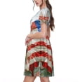 thumbnail image 2 of Fotbe Patriotic Butterfly Floral Vestido Largo de Moda para Mujer, Vestido Tipo Camiseta con Manga Corta y Estilo Casual a Rayas y Bloques de Color, 2 of 6