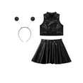 thumbnail image 3 of LiiYii Alien Outfit for Girls Shiny Metallic Dress Alien Sleeveless Tank Top with Short Skirts Set Black 12, 3 of 7