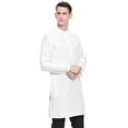thumbnail image 3 of In-Sattva Men's Indian Mandarin Collar Handcrafted Fine Embroidered Kurta Tunic; Diamond White; XL, 3 of 6
