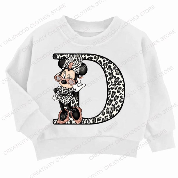 Children Hoodie Disney Minnie Letter A B C D Kid Casual Clothes O-neck Pullover Little Baby Kawaii Cartoons Boy Girl Sweatshirts90 Gao Jinjia LED