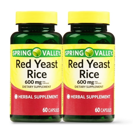 spring valley red yeast rice capsules 600 mg 60 ct 2 pk walmart com