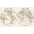thumbnail image 2 of Johnson and Ward 14x10 White Modern Wood Framed Museum Art Print Titled - Johnsons Western and Eastern Hemisphere 1866, 2 of 4
