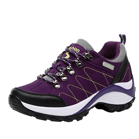 

Sneakers for Women 2022 Autumn And Winter Outdoor Women S Shoes Thick Soled Sports Climbing Shoes Single Shoes Womens Sneakers Synthetic Leather Purple 37