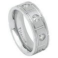 thumbnail image 1 of 8mm White IP Plated Pipe-Cut Brushed with 8 CZs Wedding Band Ring For Men Or Ladies, 1 of 7