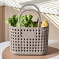thumbnail image 4 of Miwamany Imitation Rattan Bathing Basket, Plastic Hand Held Washing Storage Bin, Hollow Drainage Tote for Bathroom Dirty Clothes Laundry Organization, 4 of 9