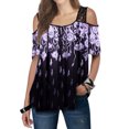 thumbnail image 2 of Leutsin Femmes Imprimé Floral Dentelle T-Shirt Manches Courtes Tee Tops Blouse, 2 of 8