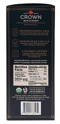 Crown Organic Infused Maple Syrup Variety Pack, 8.5 fl oz, 3‑count