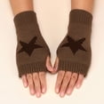 thumbnail image 5 of PMVFHDE Gloves & Mittens Women's Woolen Autumn Winter Outdoor Warm Cold Proof Thickened Printed Half Finger Mittens Khaki - One Size, 5 of 5