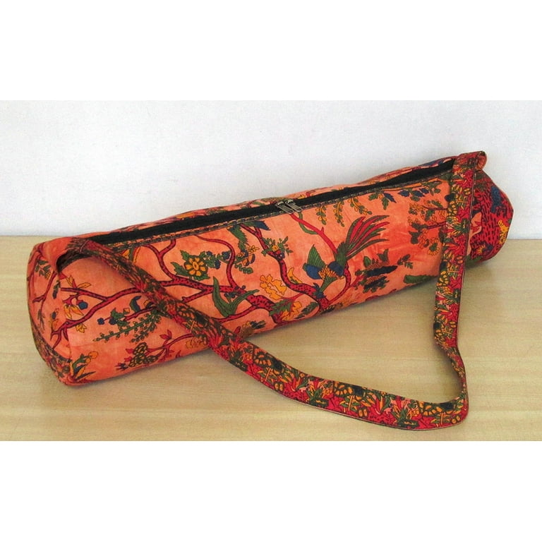 Indian Craft Castle Hippie Yoga Mat Carrier Bag with Shoulder Strap Yoga  Mat Bag Gym Bag Beach Bag Length : 26 Inch , Dia: 6 Inch strap length: 40