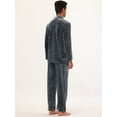 thumbnail image 4 of Conjunto de pijama de terciopelo con botones y mangas largas de color liso para hombre gris L Unique Bargains Pijama, 4 of 5