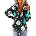 thumbnail image 2 of ICHUANYI Liquidación Sudadera de manga larga con cuello en V y cremallera con estampado navideño para mujer Blusa informal Tops ICHUANYI WER202308245561, 2 of 7