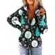 thumbnail image 2 of ICHUANYI Liquidación Sudadera de manga larga con cuello en V y cremallera con estampado navideño para mujer Blusa informal Tops ICHUANYI WER202308245562, 2 of 7