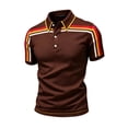 thumbnail image 2 of Men's Retro Color Block Striped Short Sleeve Polo Shirt, Classic Lapel 3 Button Placket Vintage Pique Knit Golf Tee, Casual Breathable Summer Polo Top for Men Daily Smart Casual Wear Sizes S-5XL, 2 of 4